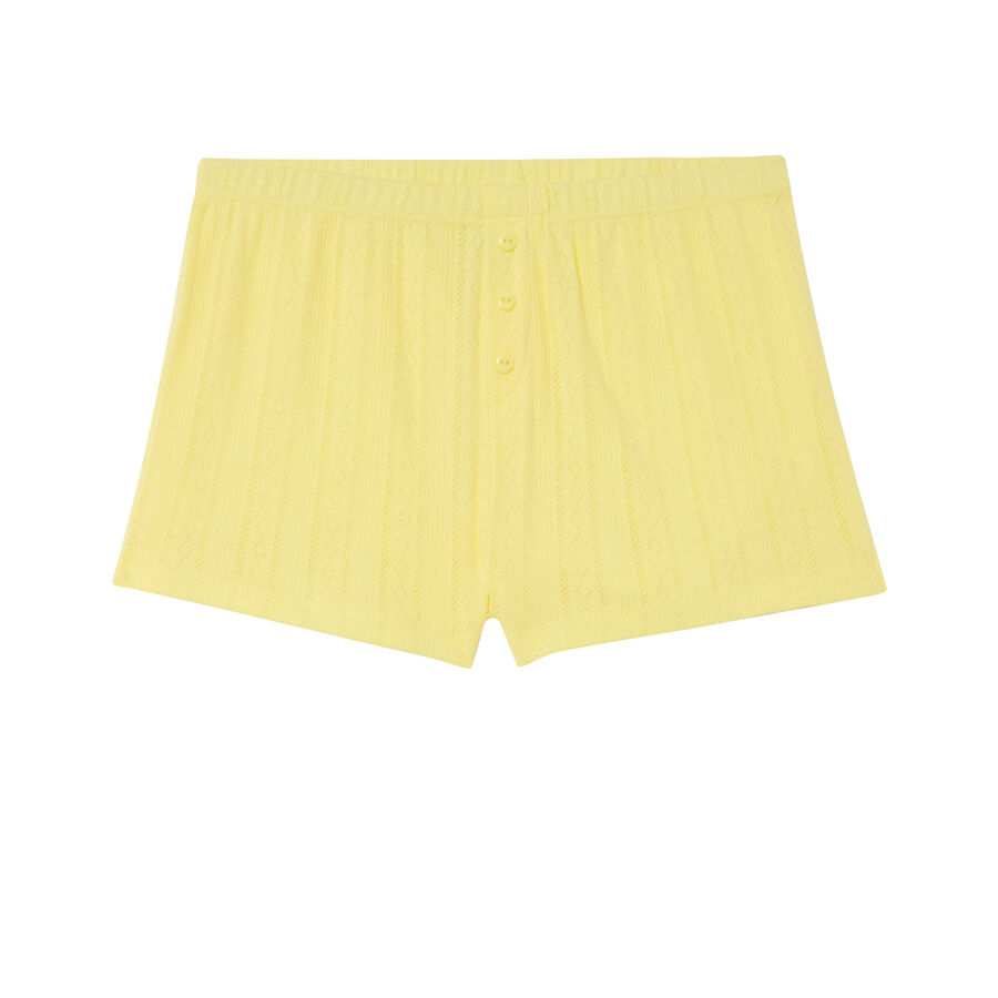 plain pointelle knit shorts - yellow;