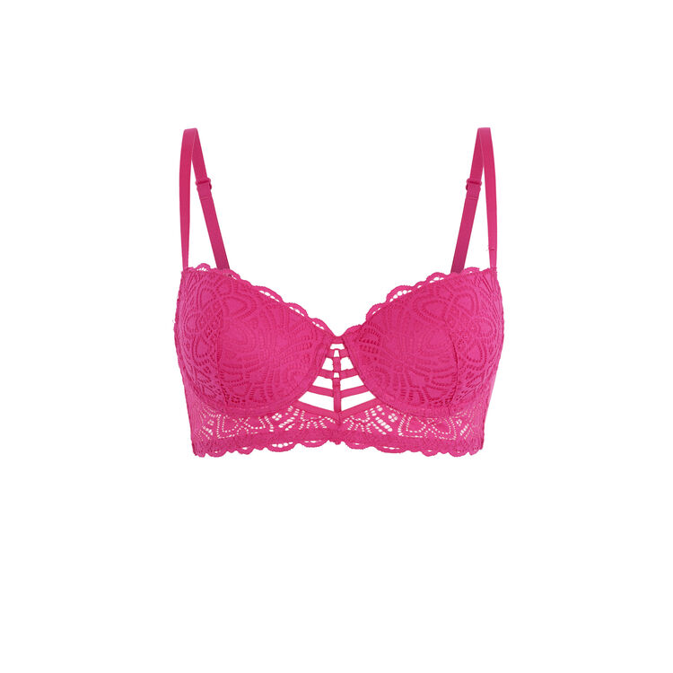 Marceliz lace push-up bustier bra and banding. fuchsia.