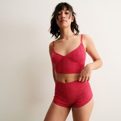 solid-coloured knit top with straps - pink;