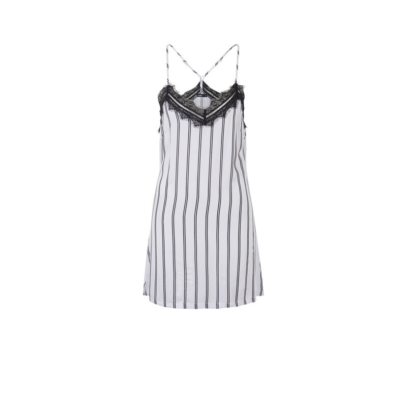 Raynuitiz satin striped babydoll nightie white.