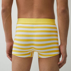 horizontal striped boxer shorts;