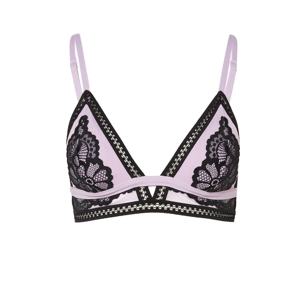 Triangle bra with lace details - lilac purple.