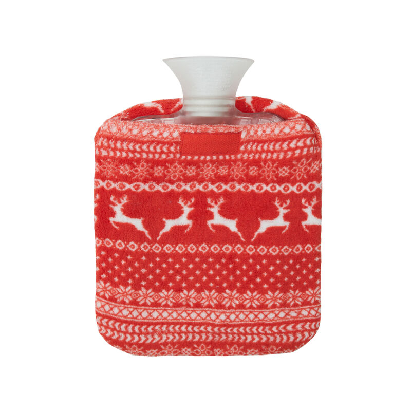 fleece hot water bottle with christmas prints;