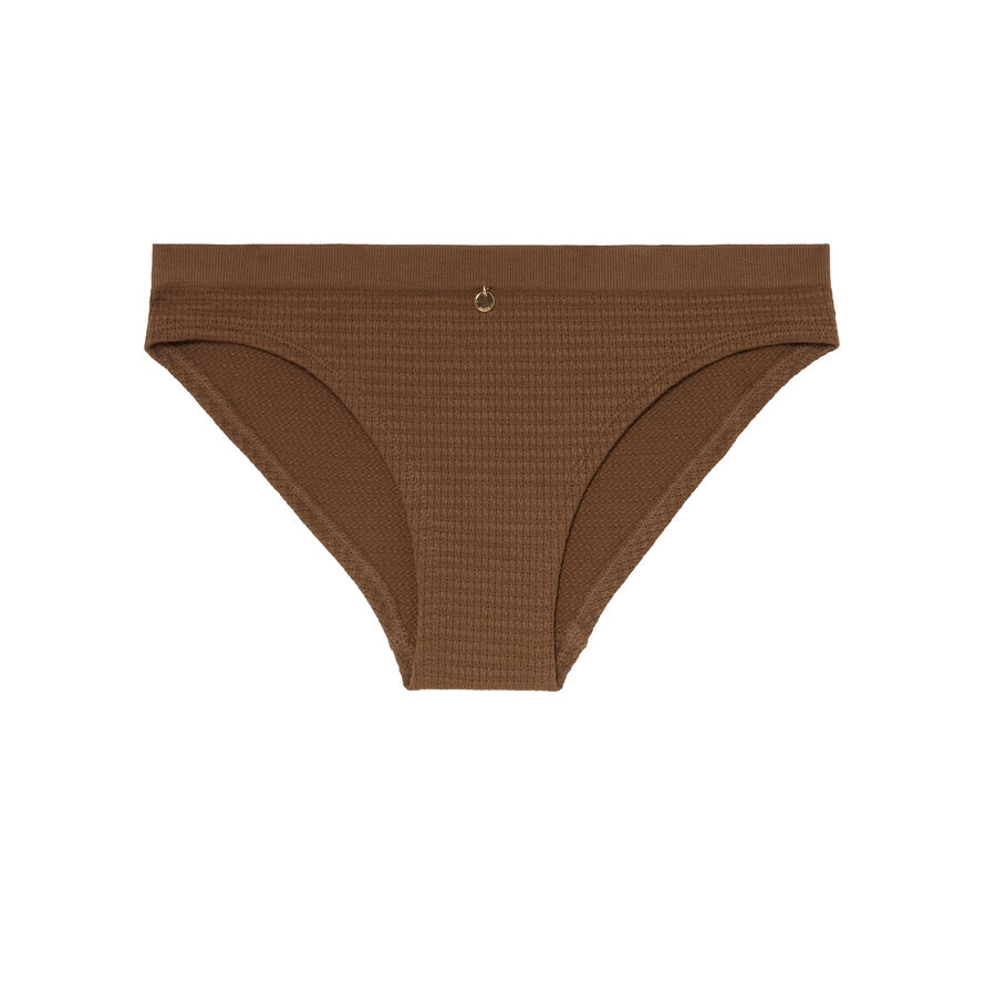 embossed effect knickers with jewel detail - brown;