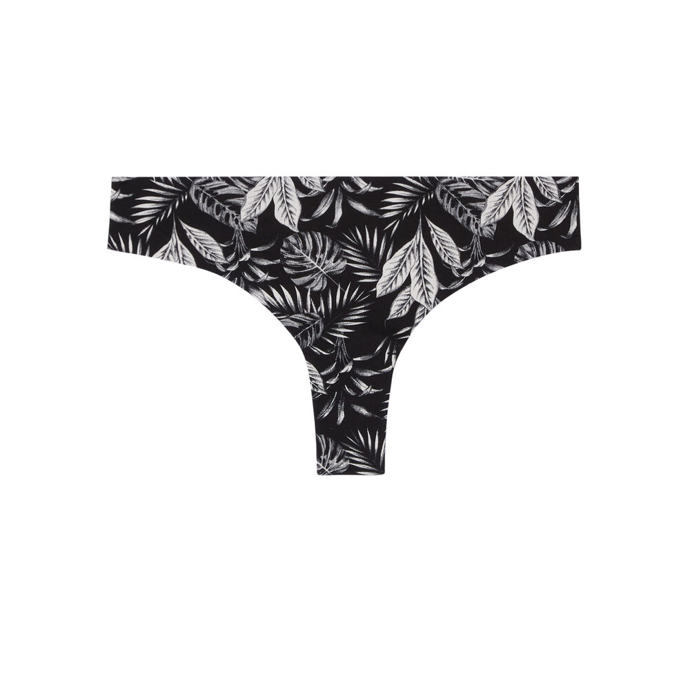 Plain cotton tanga - black black.
