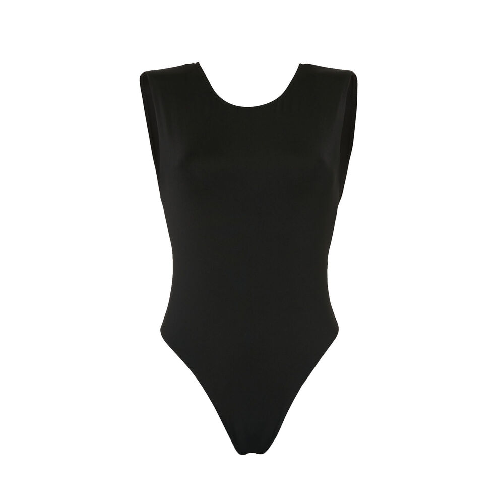 1-piece swimsuit with low back - black black.