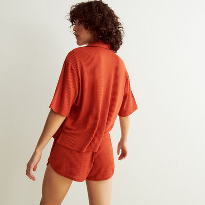 loose-fitting honeycomb shirt - red;