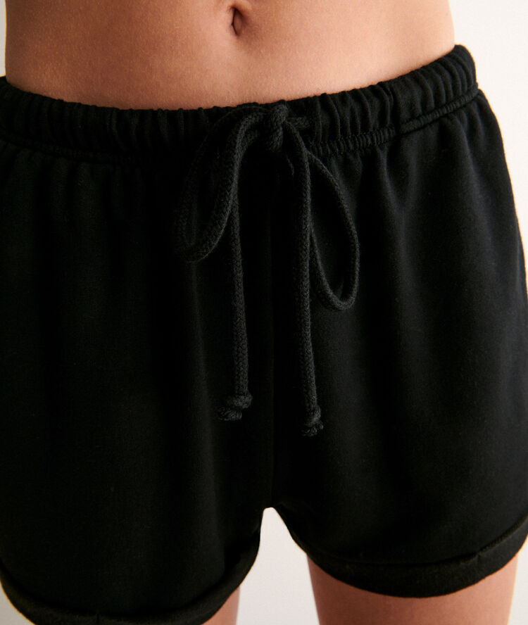 Plain fleece shorts - black black.