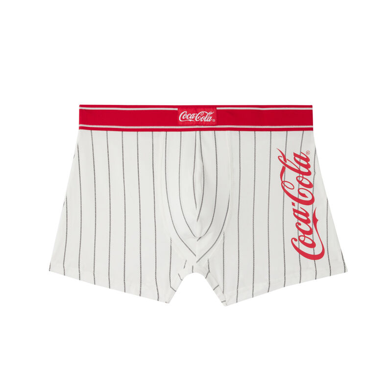 Striped Coca-Cola boxers;