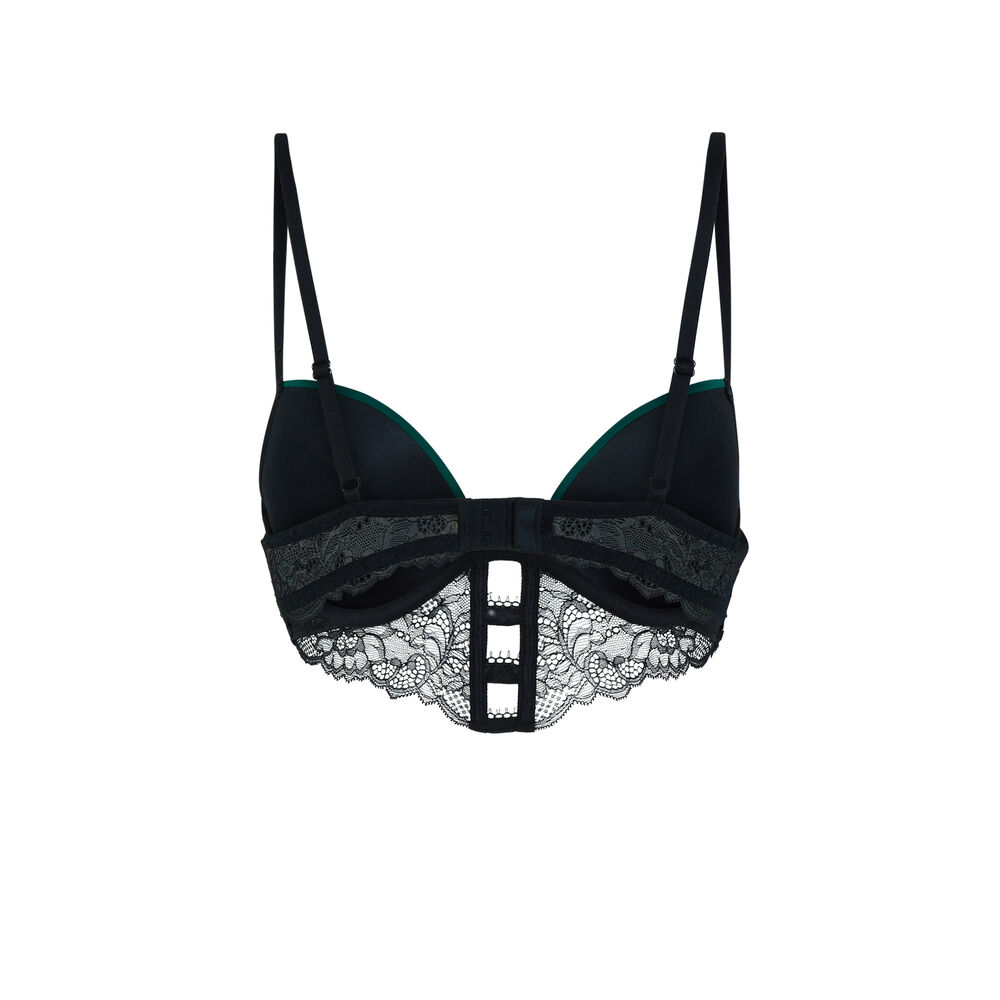 Dual-material push-up bra - green green.