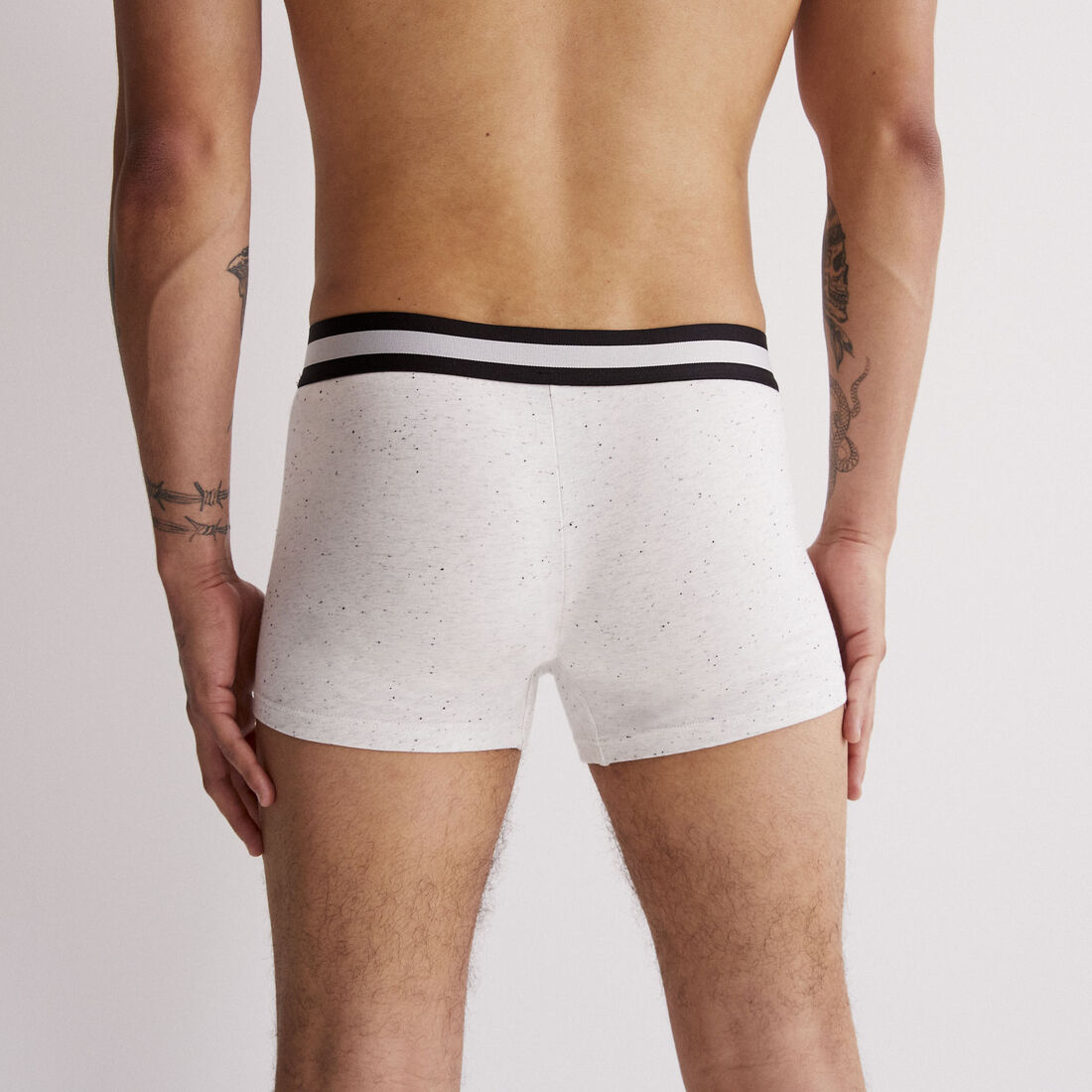 plain cotton boxers - mottled ecru;