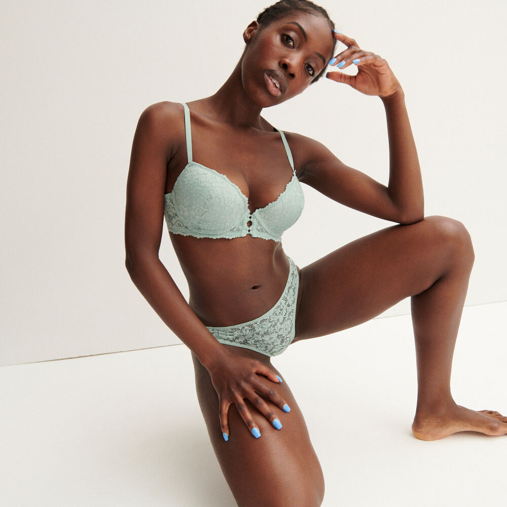 Floral lace tanga briefs - lilac purple.