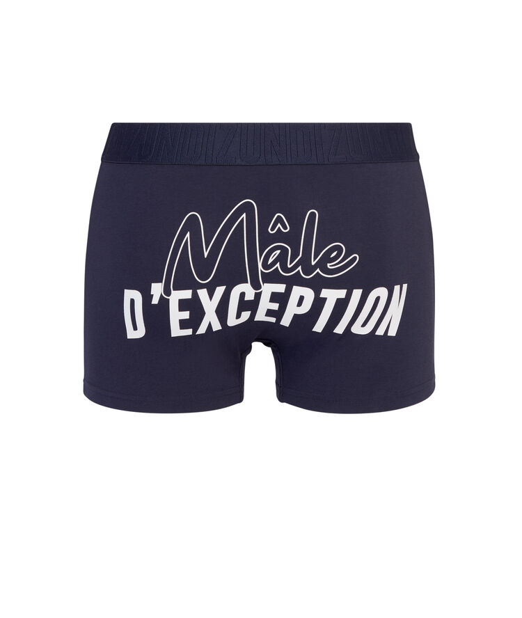 Cotton boxers with slogan - dark blue dark blue.