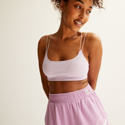 poupie x undiz bra without underwiring with crossover straps at the back and logo on the front - lilac;
