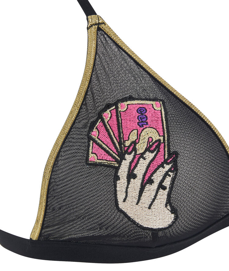 Soutien-gorge triangle sans armatures détail broderies elvisiz noir.