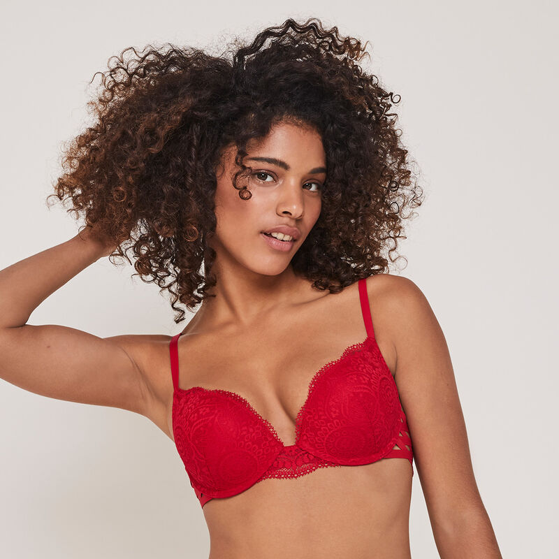 Sabriniz lace ultrapush-up bra red.