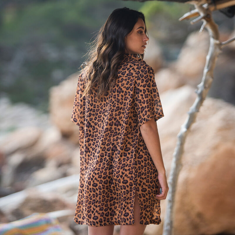 leopard print beach shirt - brown leopard print beach shirt - brown ;