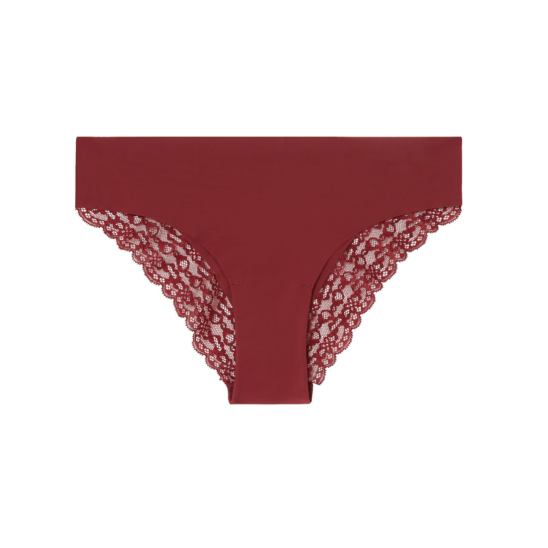 microfibre lace briefs - burgundy;