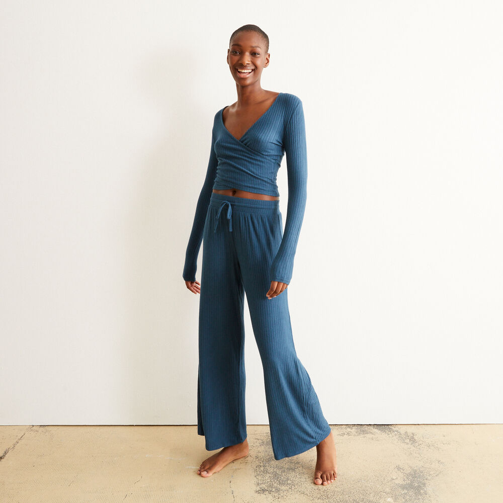 Wide-leg trousers and drawstring - blue blue.