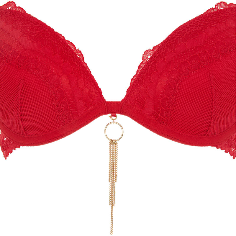 Superstariz jewel detail push-up bra red.