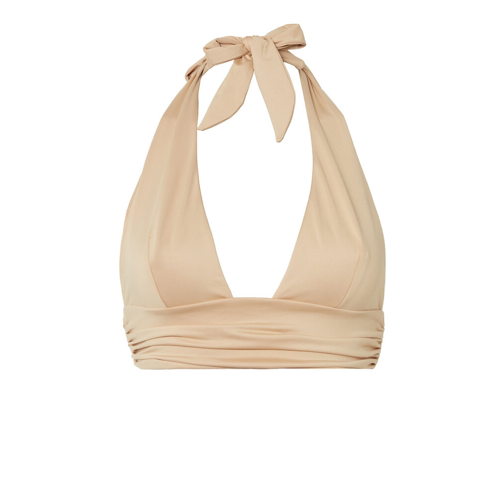 Triangle scarf bikini top x romy - beige beige.