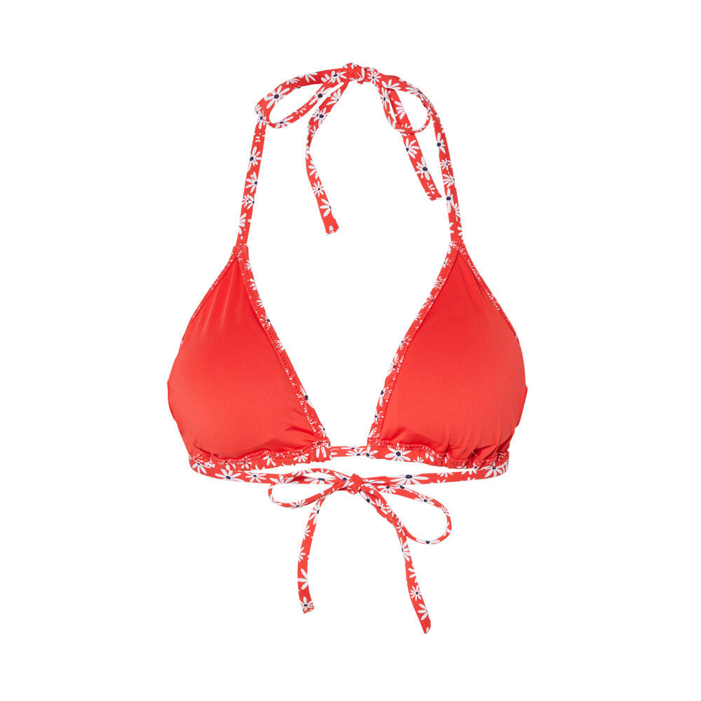 Floral triangle bikini top - red red.