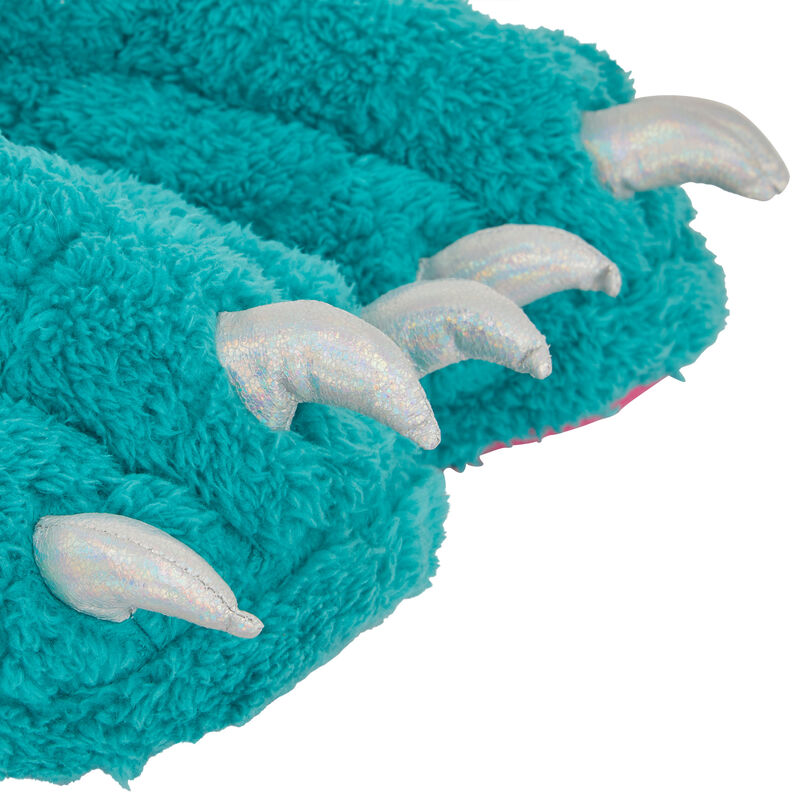 Griffiz bright fleece claw slippers teal.