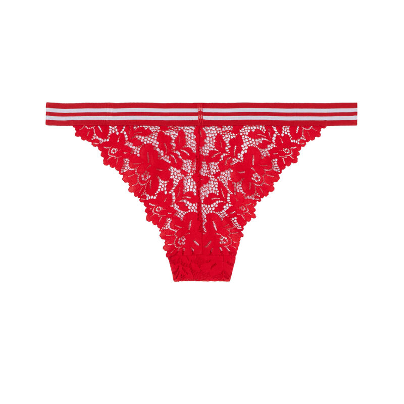 two-tone lace and elastic briefs - red two-tone lace and elastic briefs - red;