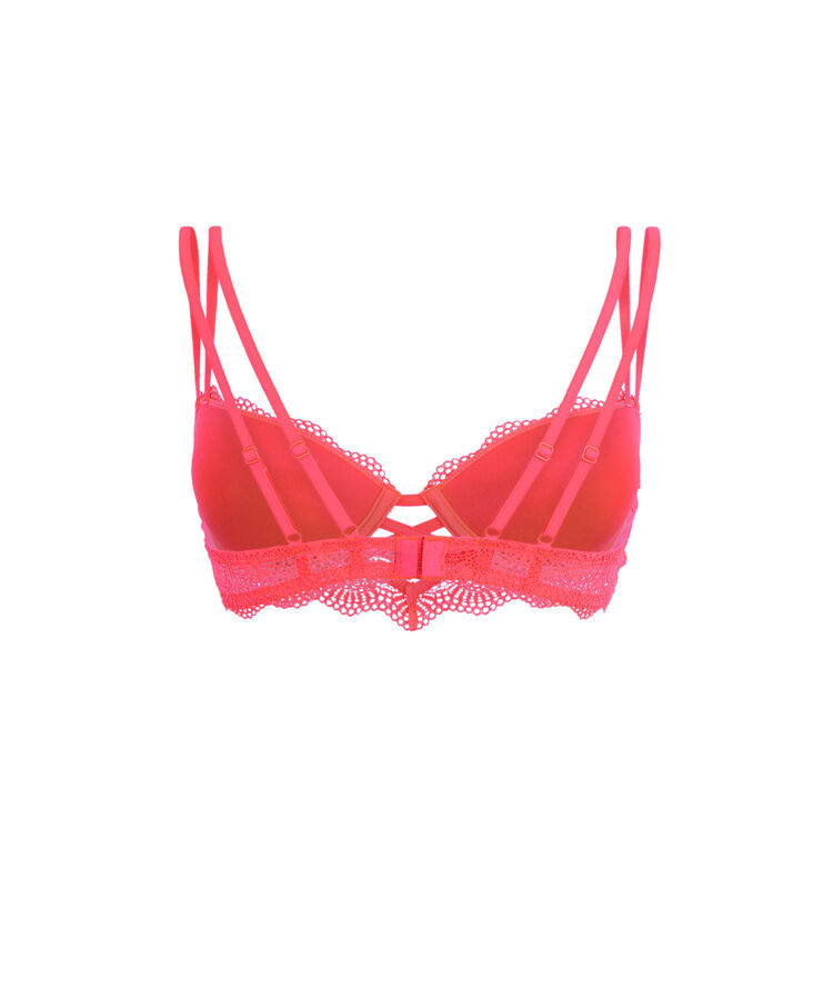 Totoiz fluorescent coral push-up bustier bra pink.