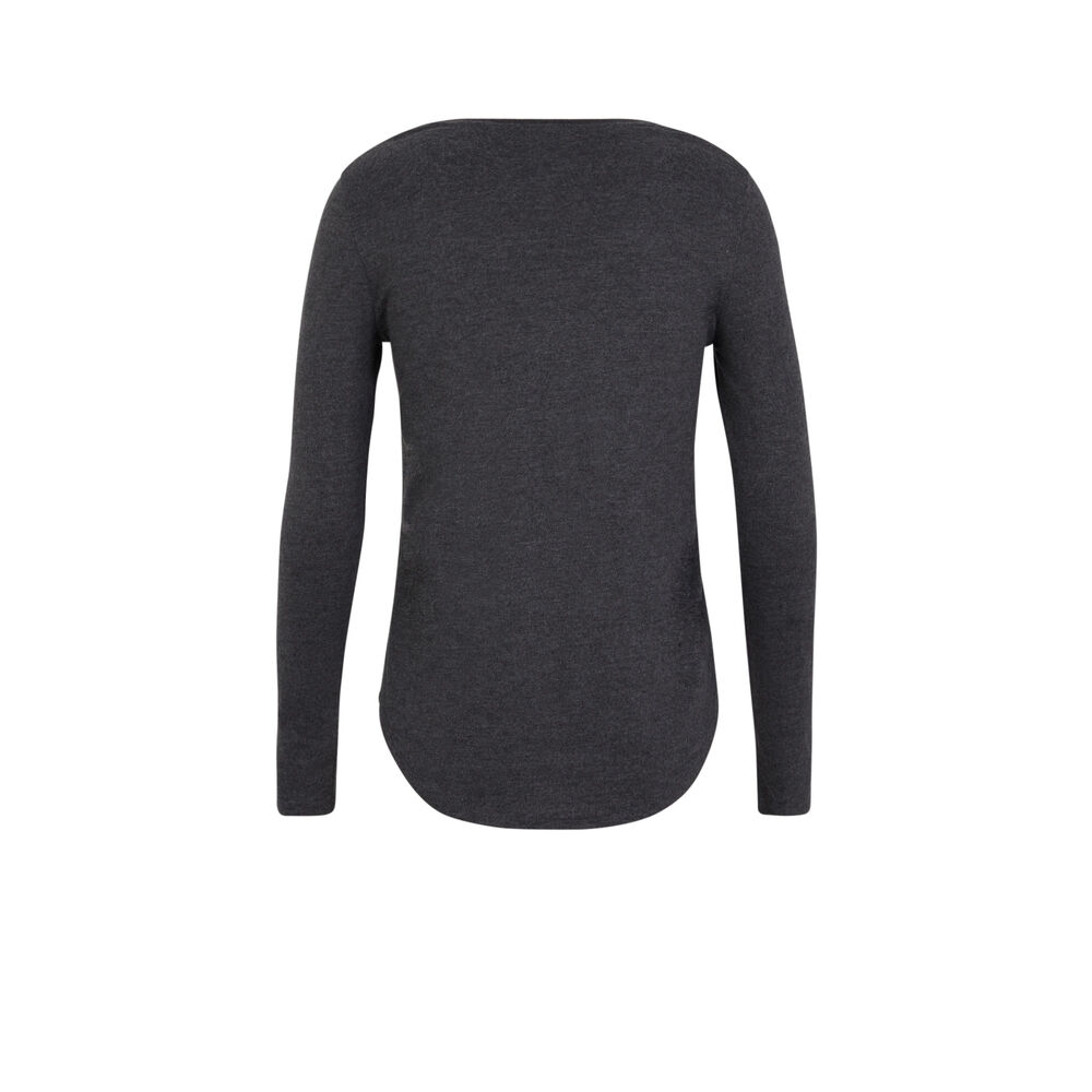 Long-sleeved plain top - grey grey.