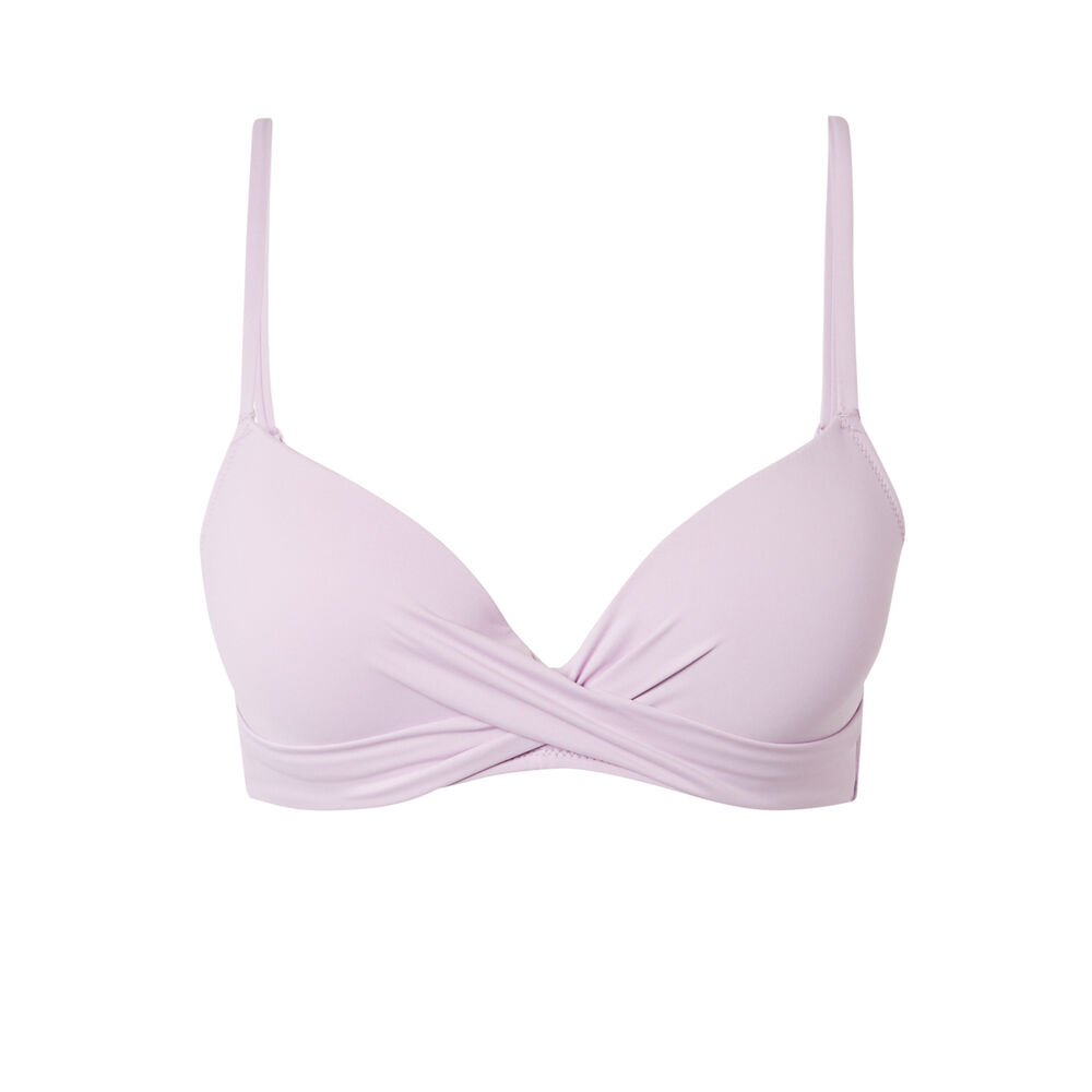 Push-up bikini top with twisted neckline - lilac purple.