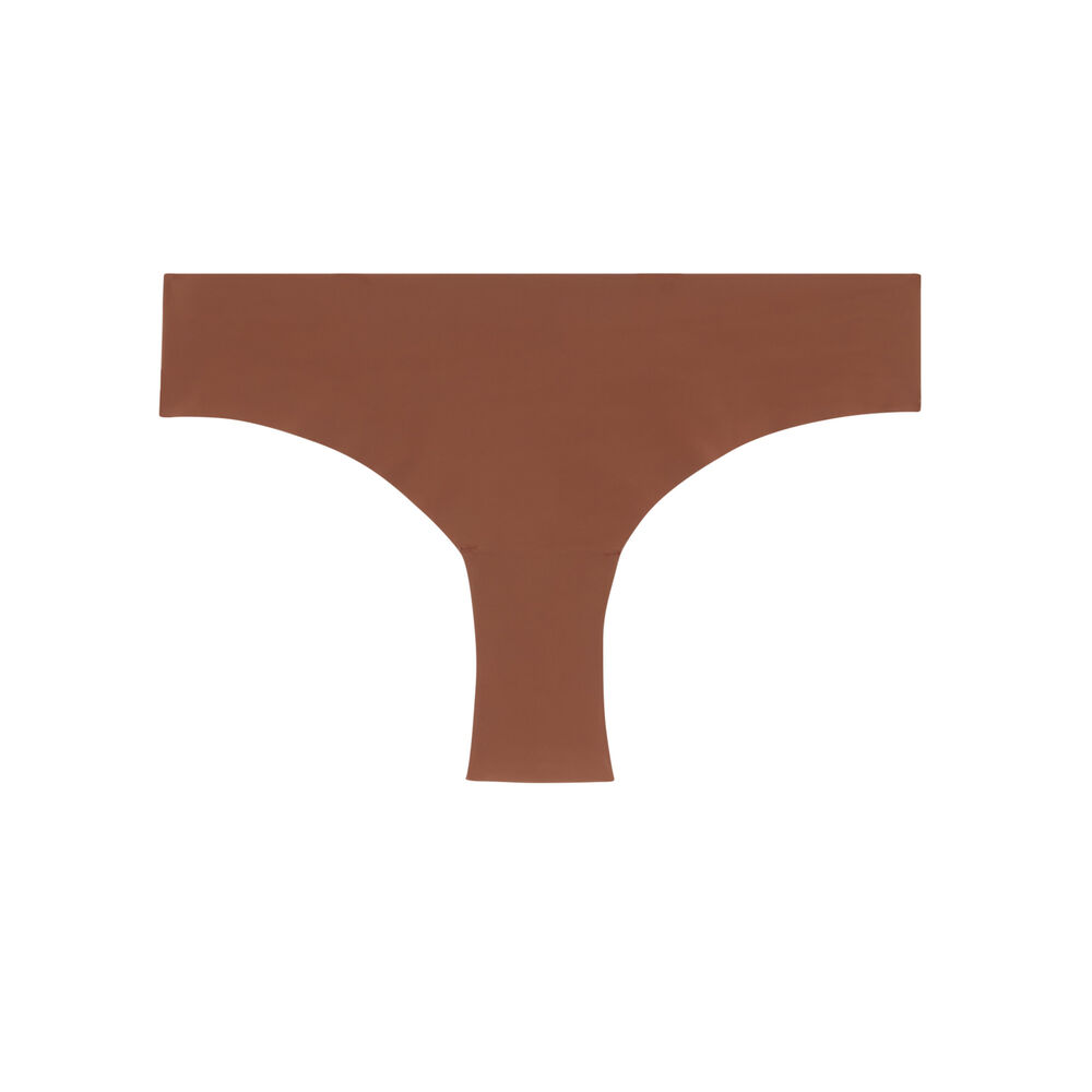 Microfibre and lace briefs - dark brown brown.