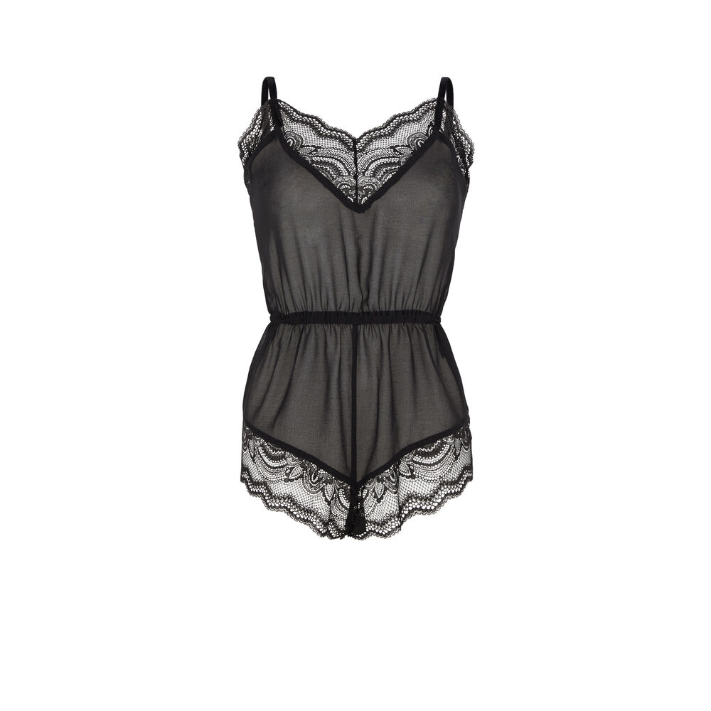 Lace playsuit - black black.