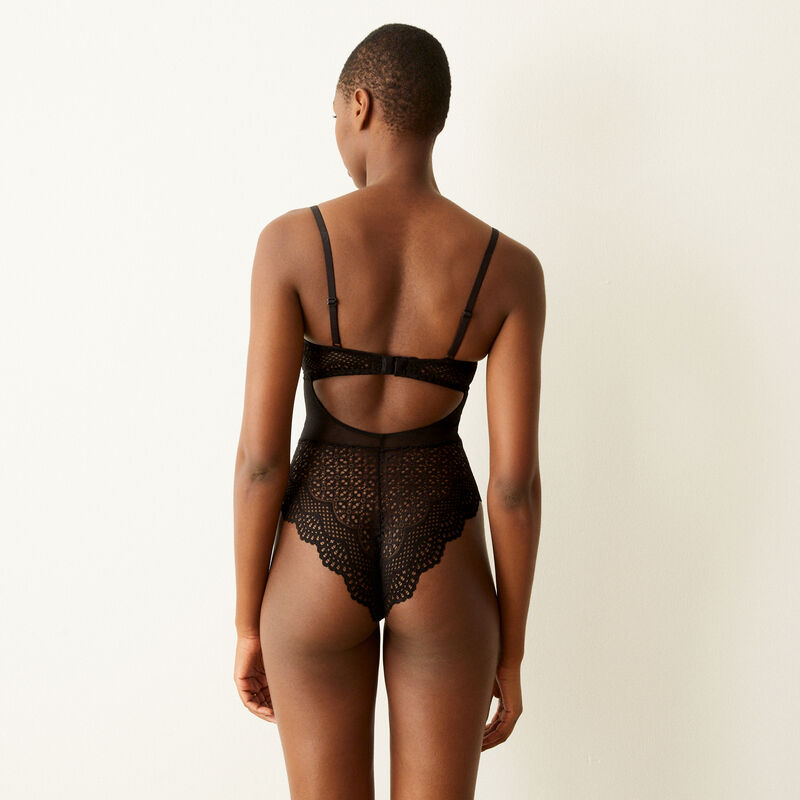 Lace push-up bodysuit with straps - black Lace push-up bodysuit with straps - black ;