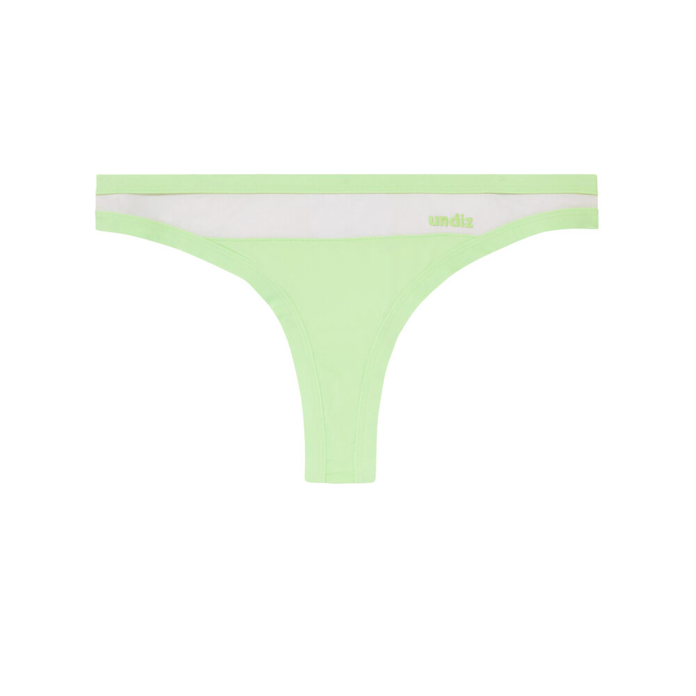 See through mesh openwork thong - green green.