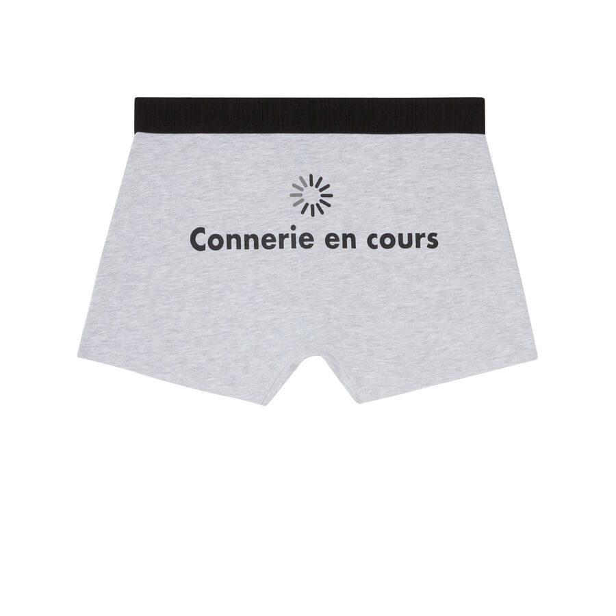 Boxer with "connerie en cours" message - beige;