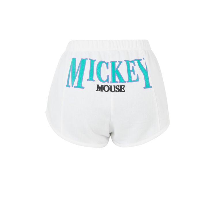 Mickeymousiz mickey print fleece shorts off-white.