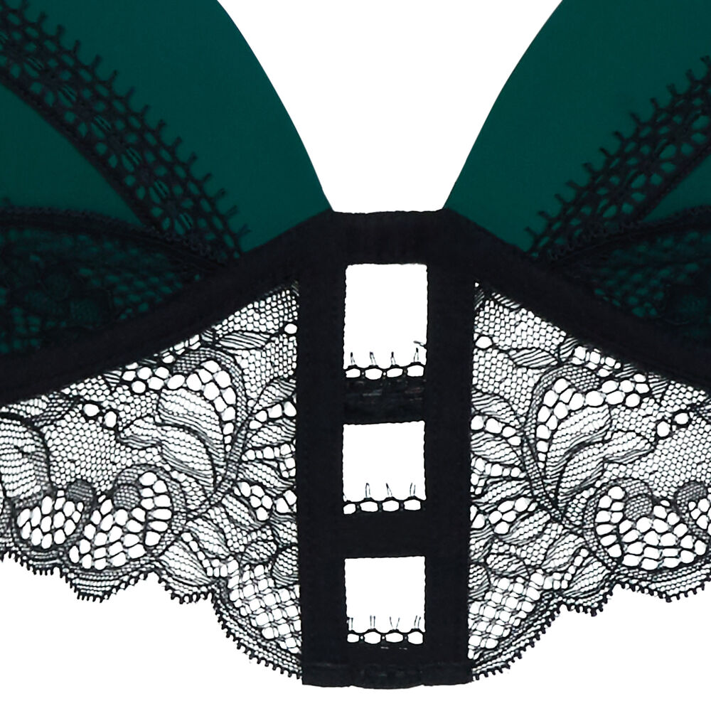Dual-material push-up bra - green green.