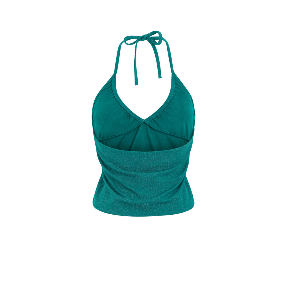 Backless top with tie on neck - green green.
