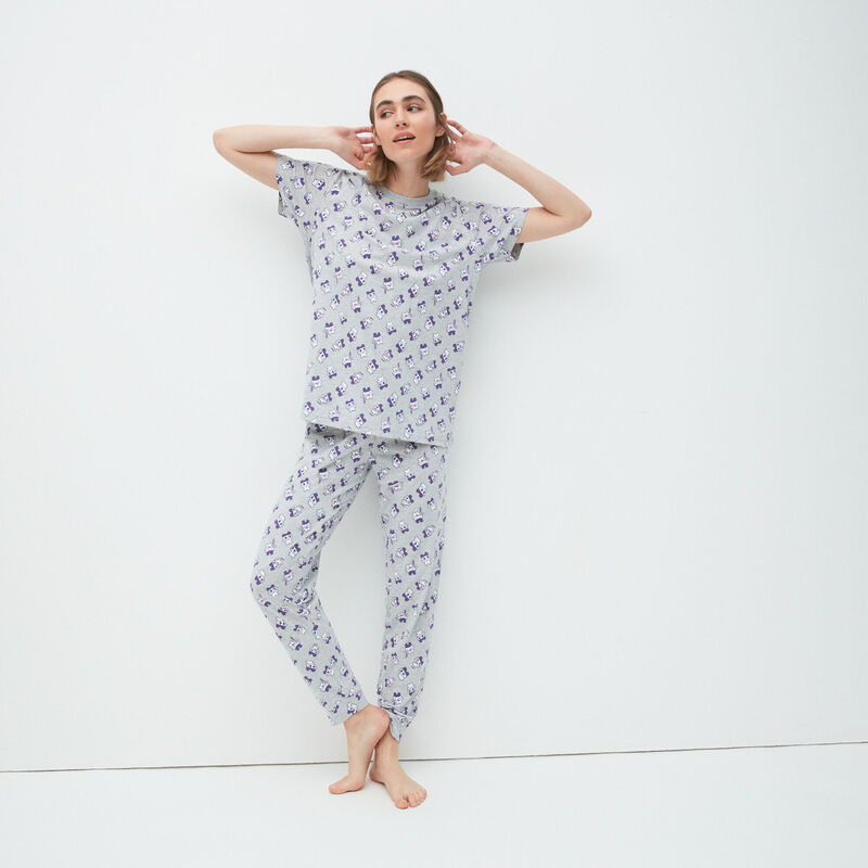 Tamagotchi-print pyjama bottoms;