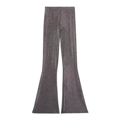 high-rise glitter flares - silver;