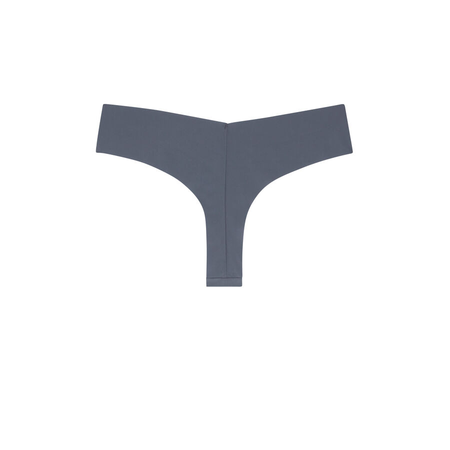 Microfibre and lace tanga briefs - grey;