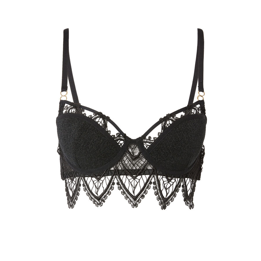 Ampliform bustier bra with guipure lace triangle - black;