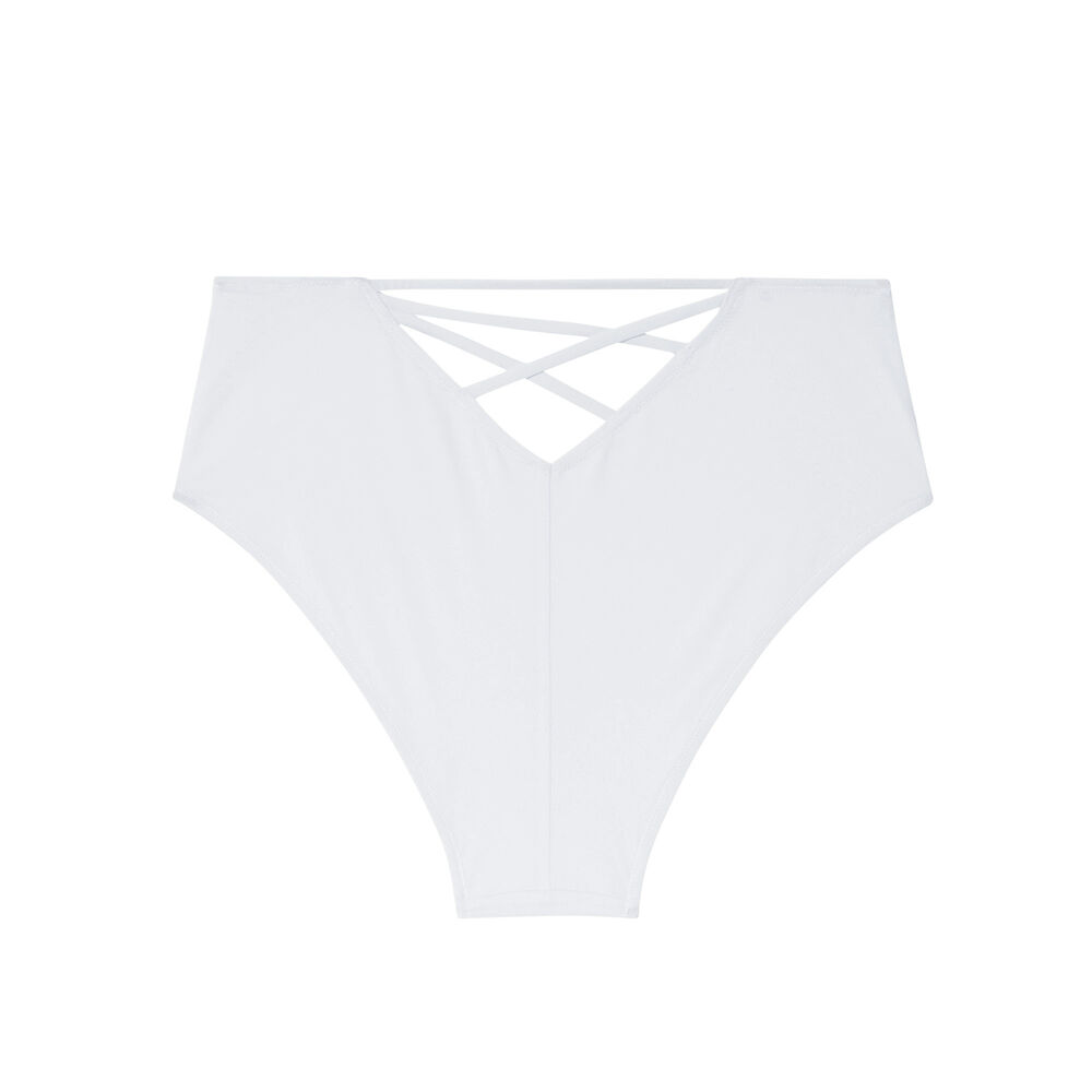 High-waisted tie bikini briefs - white white.
