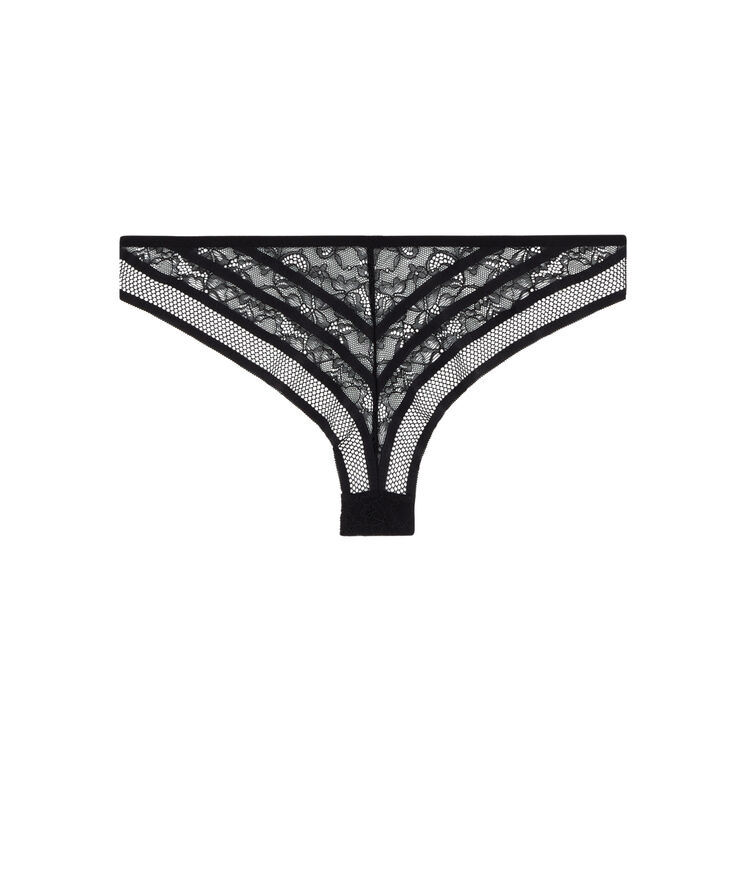 Lace tanga briefs - black black.