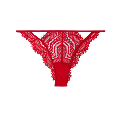 graphic lace tanga briefs - red;