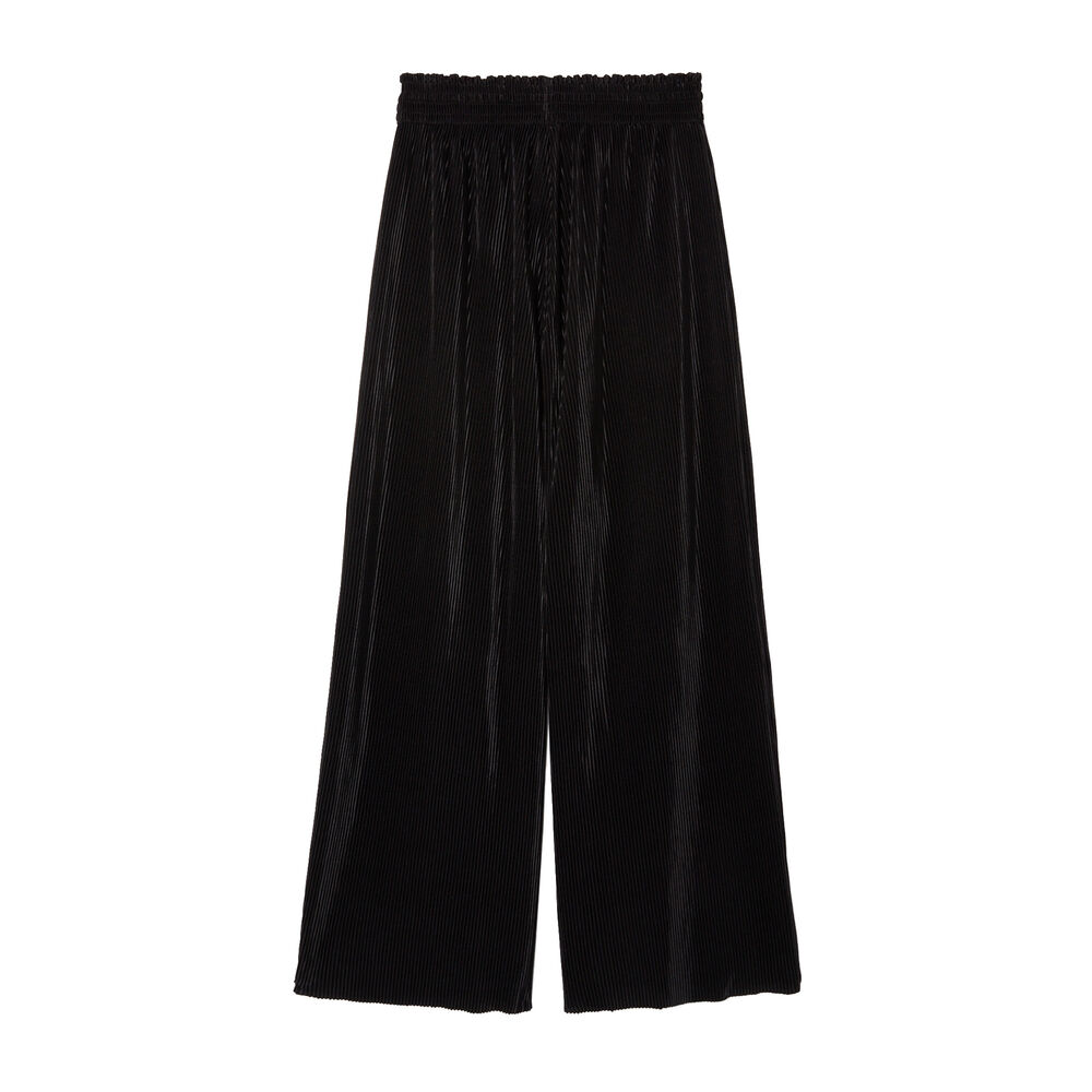 Pleated elasticated gathered trousers - black black.