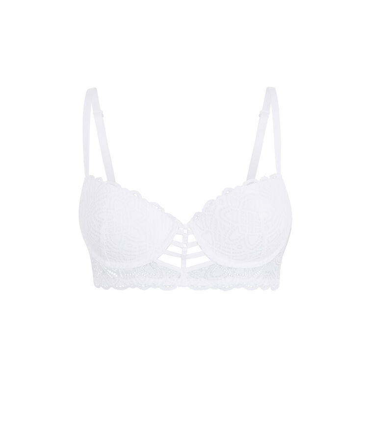Marceliz lace push-up bustier bra and banding. white.