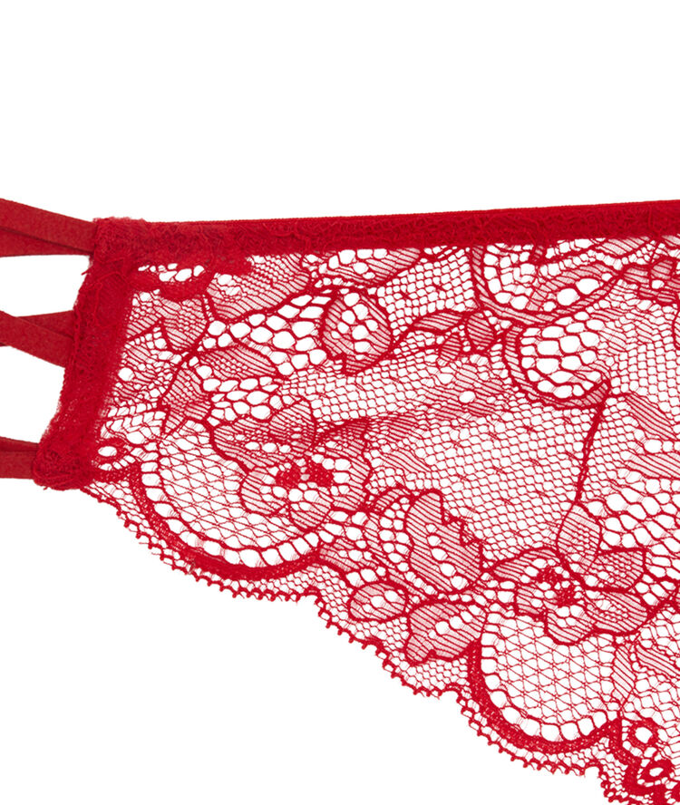 Flirtiz lace tanga briefs red.