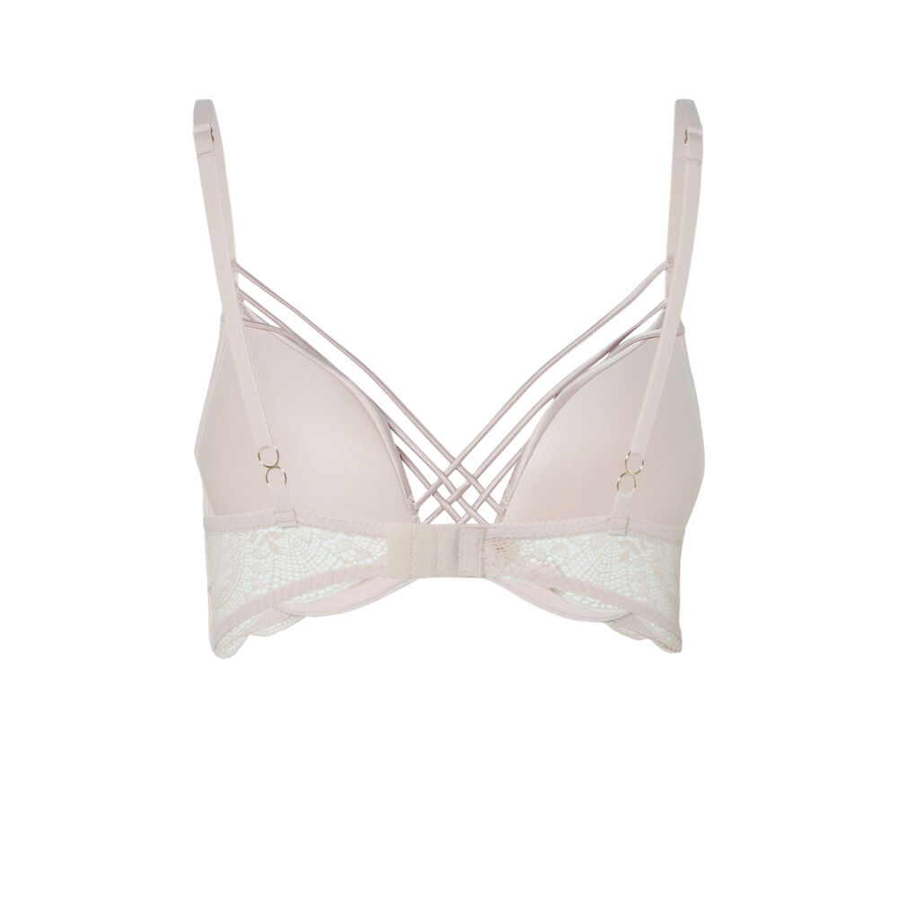 Lace push-up bra and satin ties - pink pink.